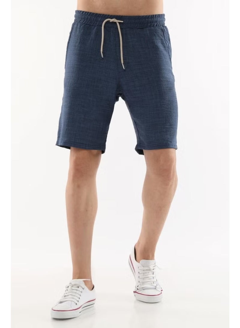 Cedy Denim Synthetic Linen High Waist Elastic, Loose Cut Men's Shorts C348 - Image 5